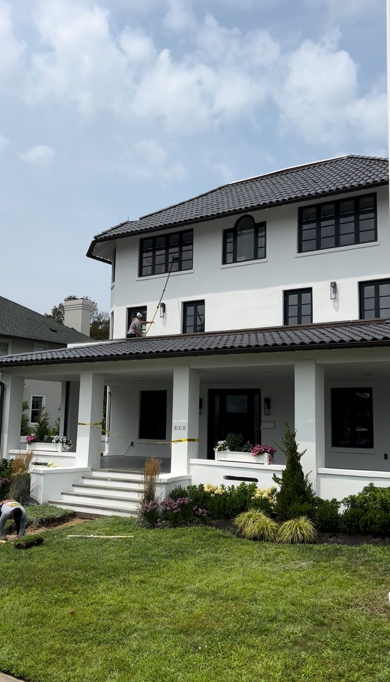 Exterior cleaning work on a New Jersey property